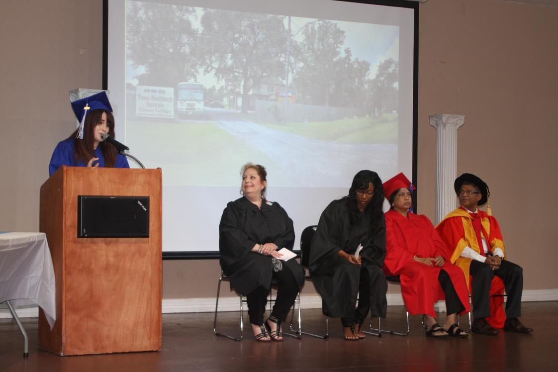 Texas Healthtech Institute Photo - Student speaker at the graduation